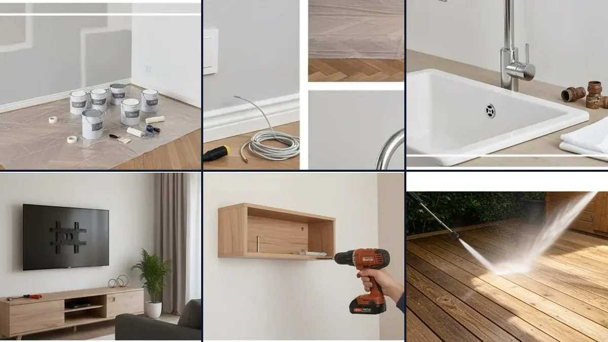 Aperçu services artisan : peinture, plomberie, électricité, rénovation, bricolage, extérieur